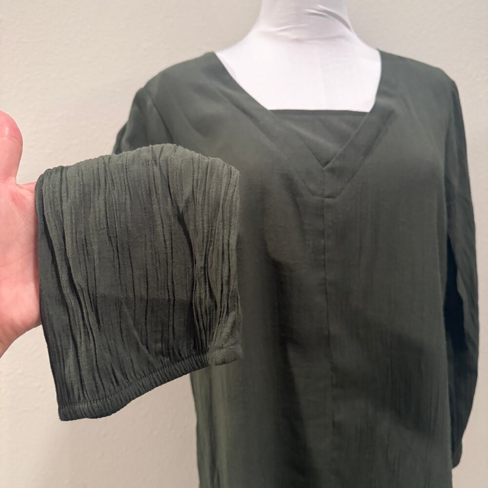 St. John’s Bay Green Tunic Top long Sleeve Lagenlook Boho Large Work Office - Picture 4 of 8